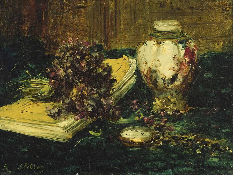 Antoine Vollon Painting - Violets  by Antoine Vollon