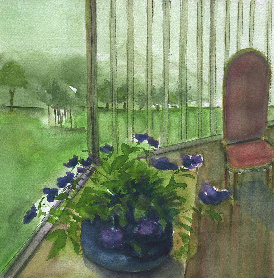 Violets By The Window Painting by Frank Bright