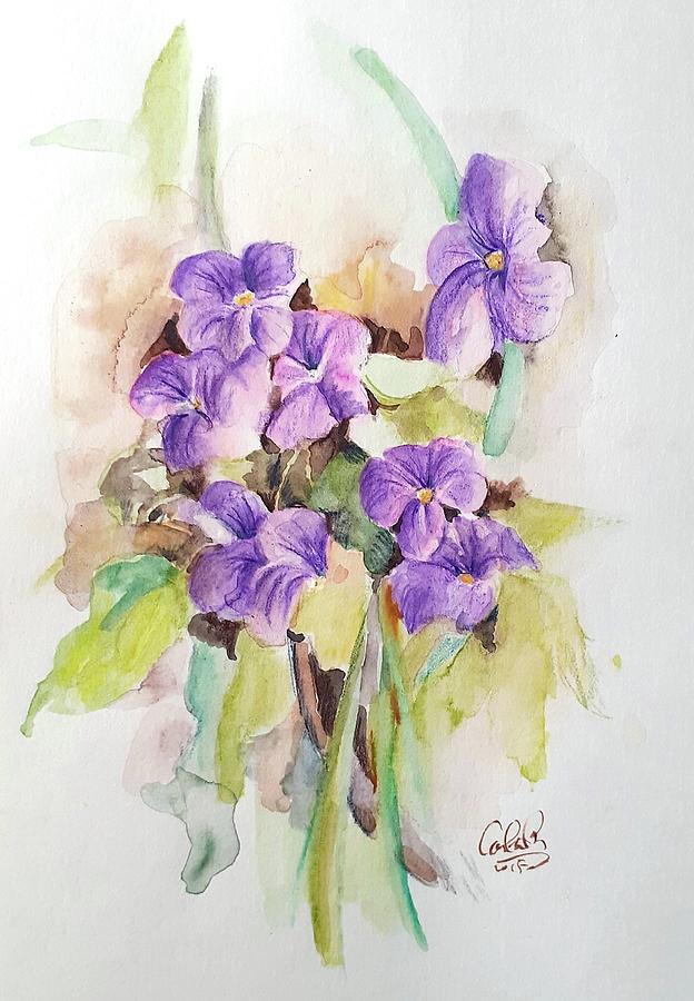 Violets Painting by Carolina Prieto Moreno