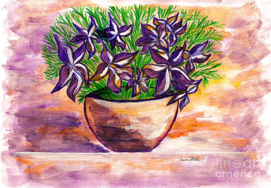 Violets in a Basket for You My Love Painting by Ramona Matei