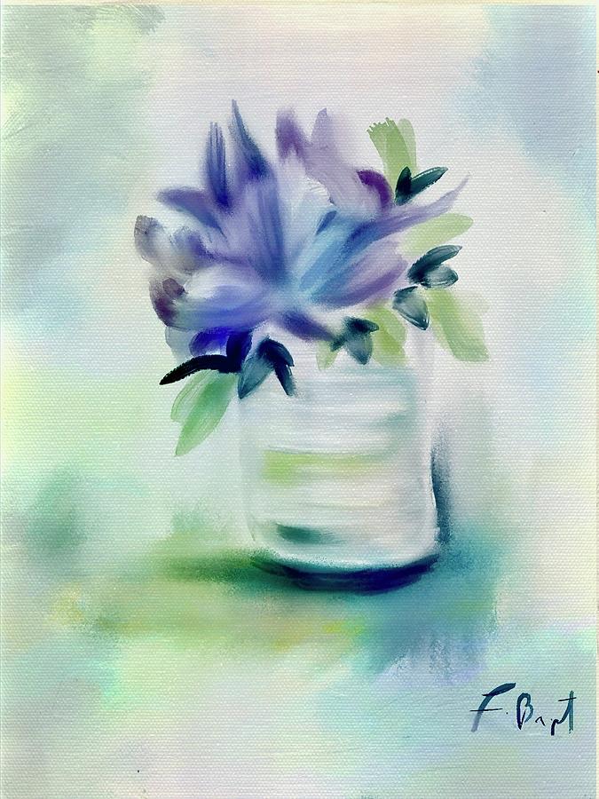 Violets in a White Vase Digital Art by Frank Bright
