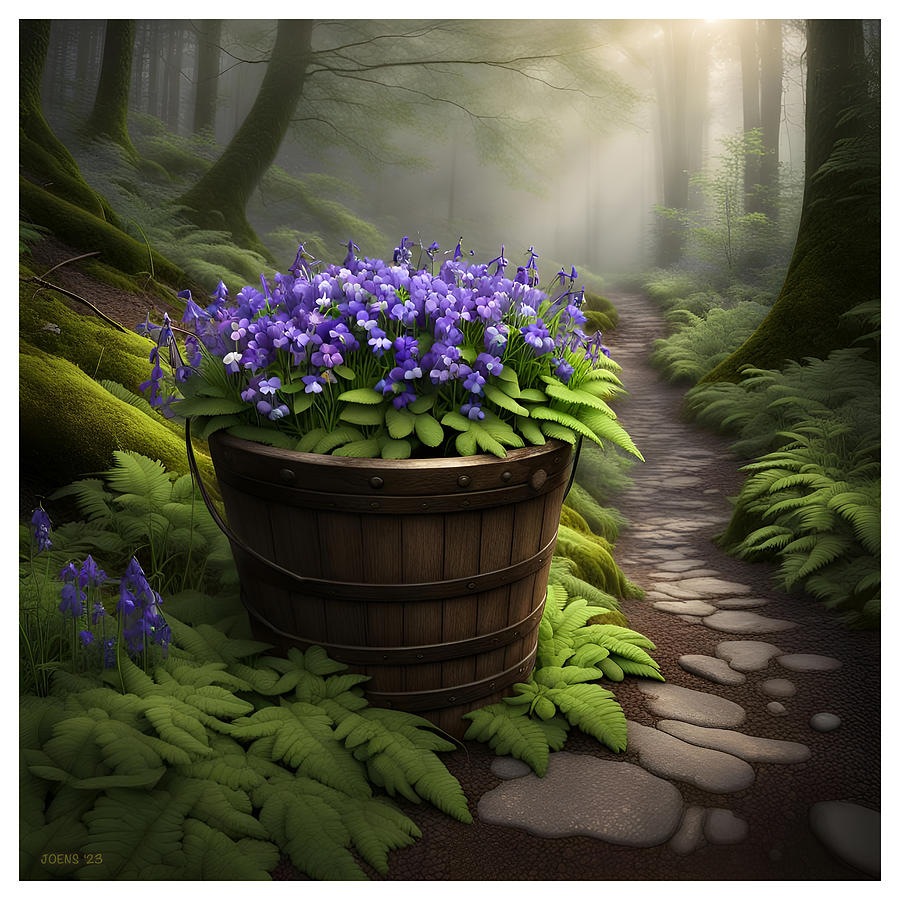 Violets In The Woods Digital Art