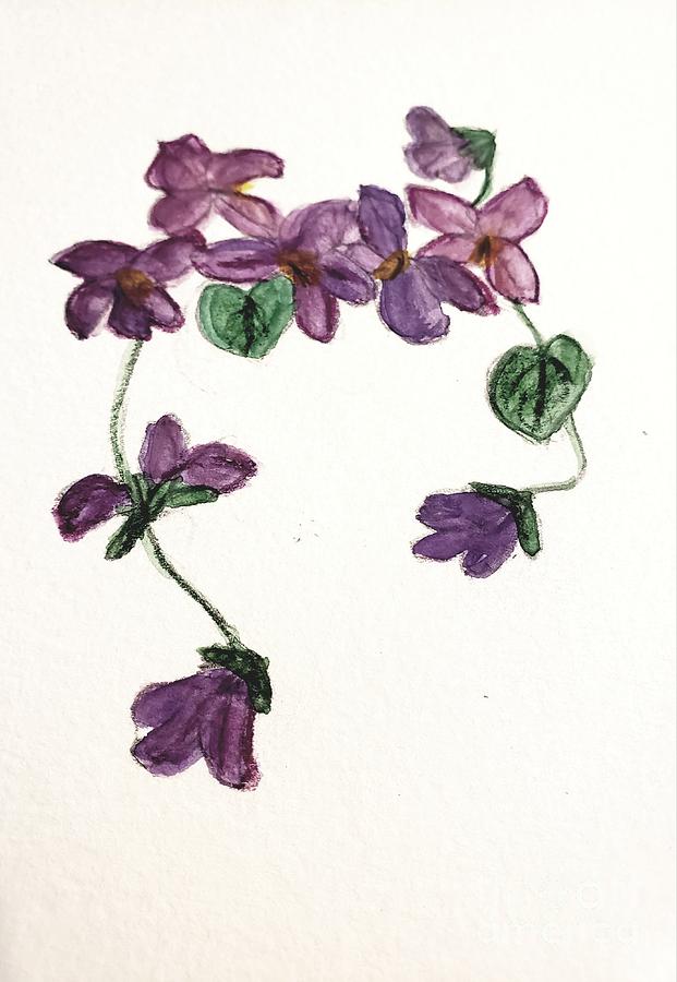 Violets Painting by Margaret Welsh Willowsilk