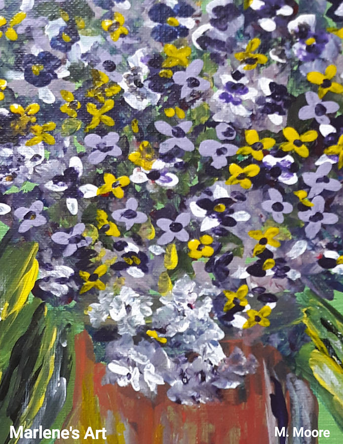 Violets Painting by Marlene Moore