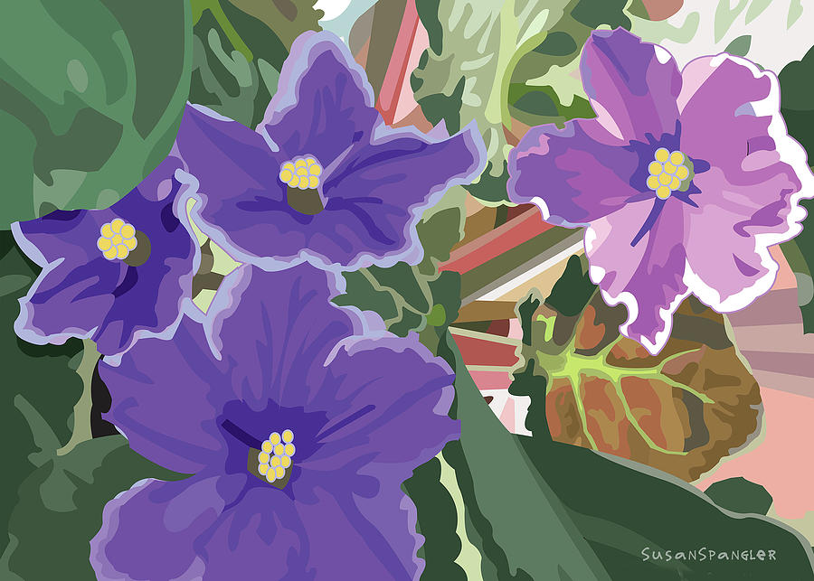 Violets Painting by Susan Spangler