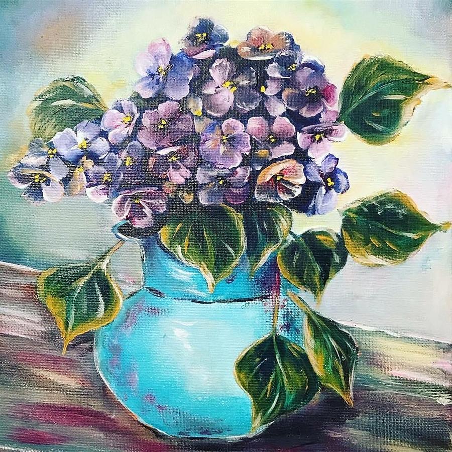 Violets Painting by Tetiana Bielkina