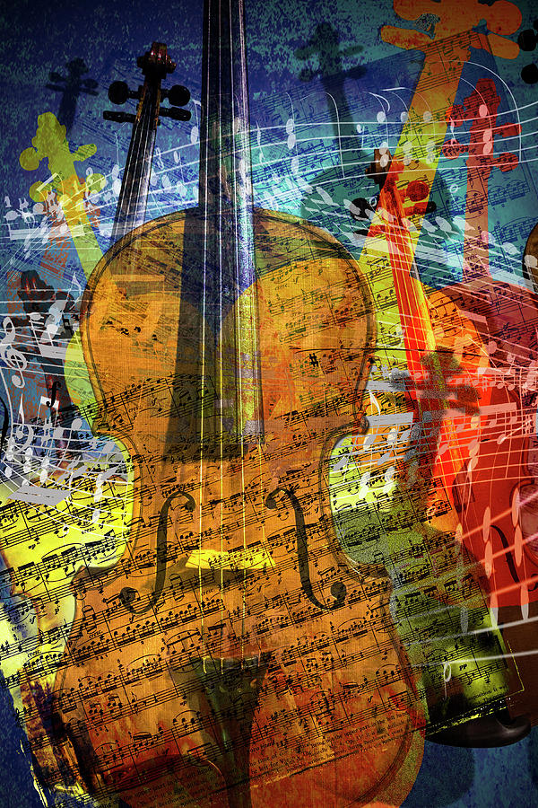 Violin Abstract Art with with Musical Notes Photograph by Randall Nyhof