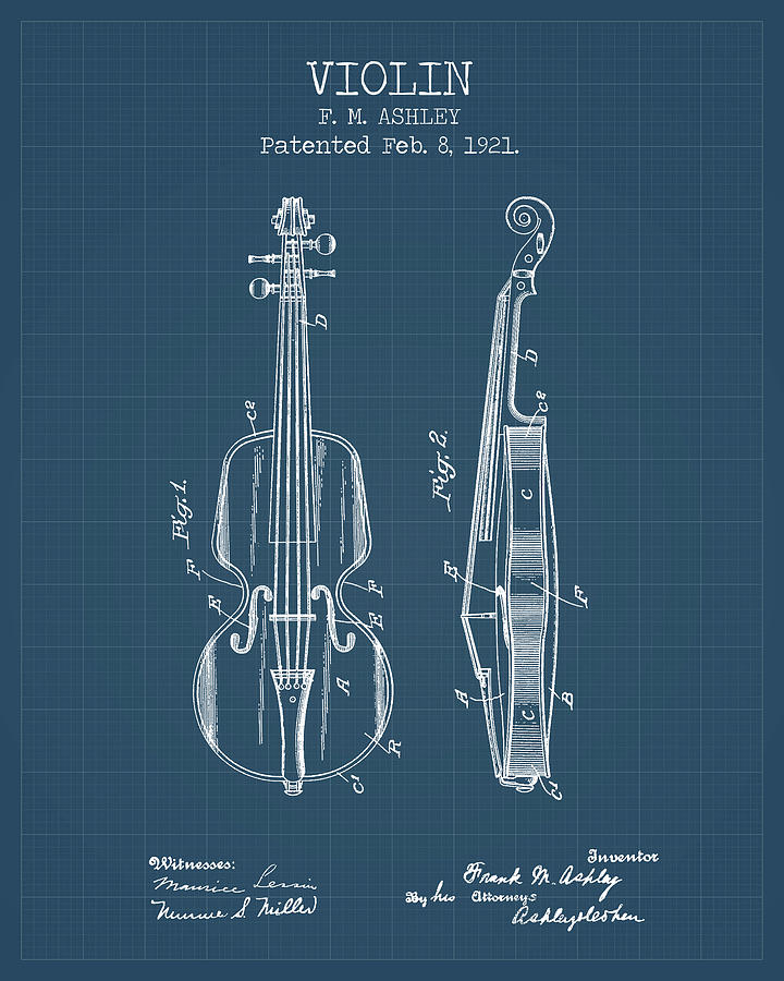 Violin blueprints Digital Art by Dennson - Pixels