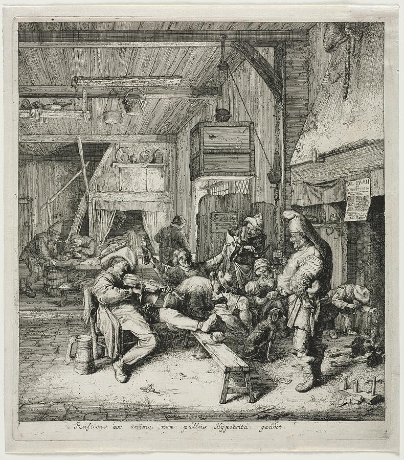 Violin Player Seated in the Inn 1685 Cornelis Dusart Painting by ...