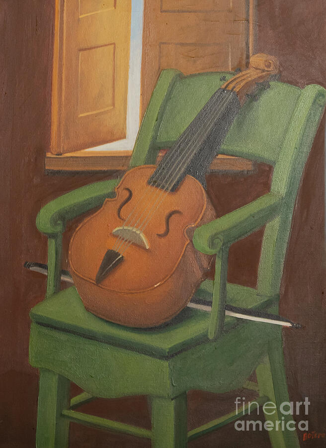 Bogota Painting - Violin sobre une silla,Fernando Botero by Eva Lechner