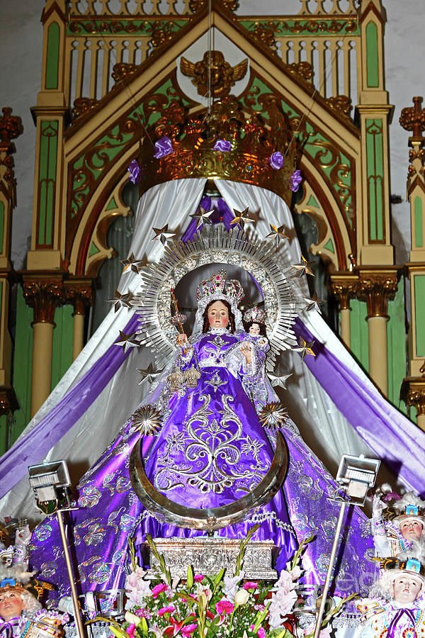Madonna Photograph - Virgen de la Candelaria patron saint of Puno Peru by James Brunker