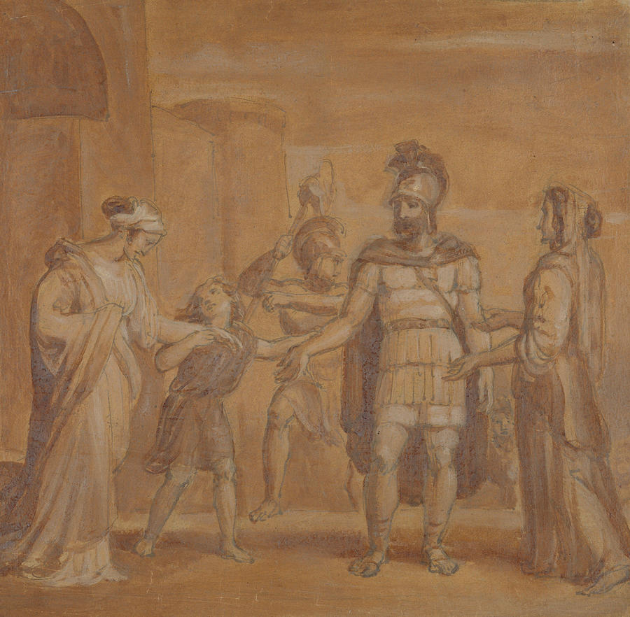 Virgilia and Volumnia Plead with Coriolanus Drawing by Robert Smirke