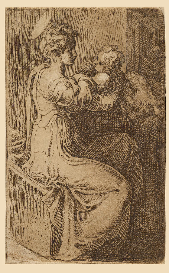 Virgin and Child Drawing by Parmigianino