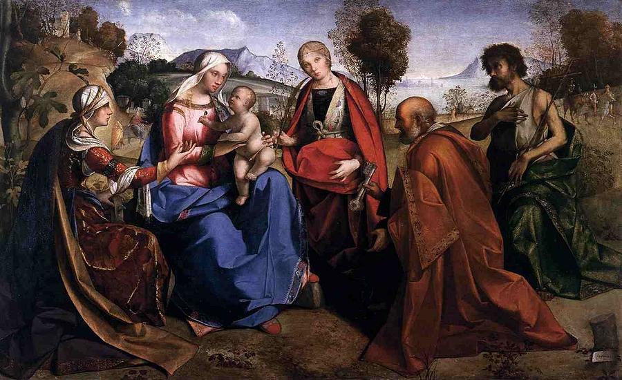 Virgin and Child with Saints Painting by Boccaccio Boccaccino | Fine ...