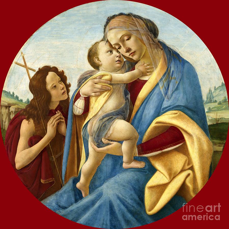 Virgin and Child with the Young Saint John the Baptist Painting by Sandro Botticelli