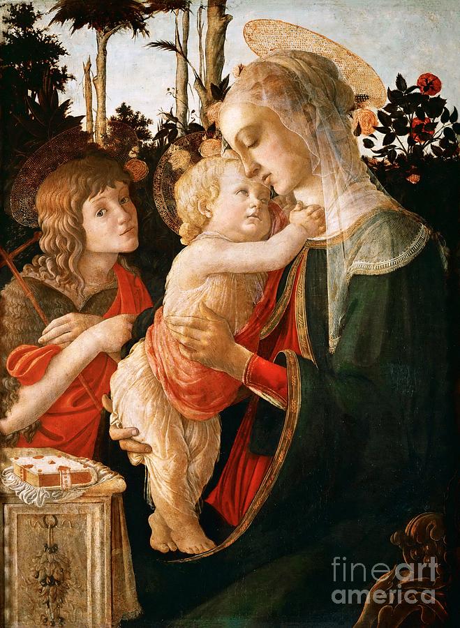 Virgin and Child with Young St John the Baptist Painting by Sandro Botticelli
