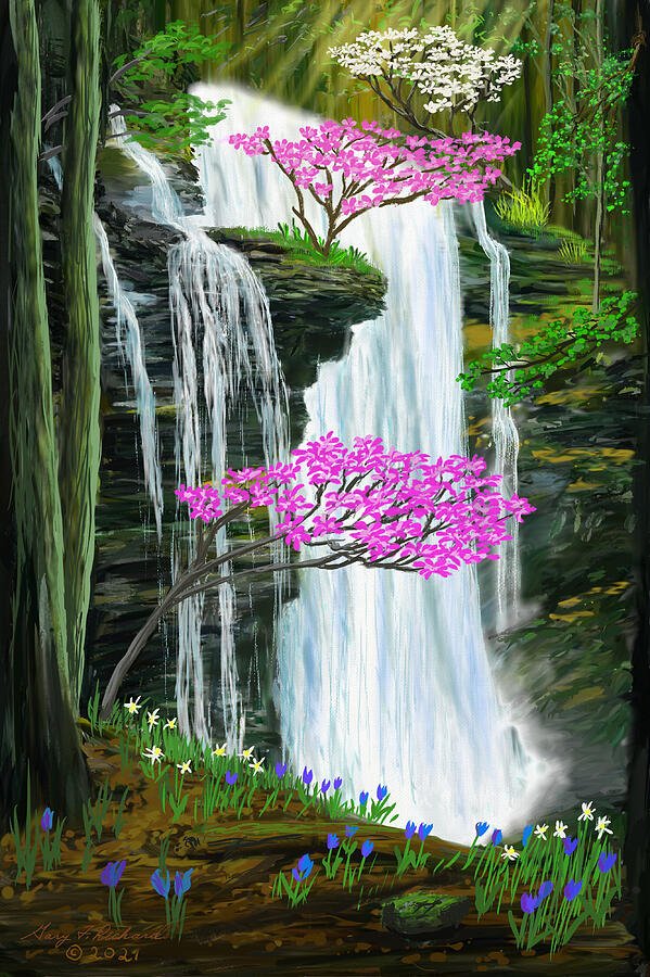 Virgin Falls In Springtime Painting