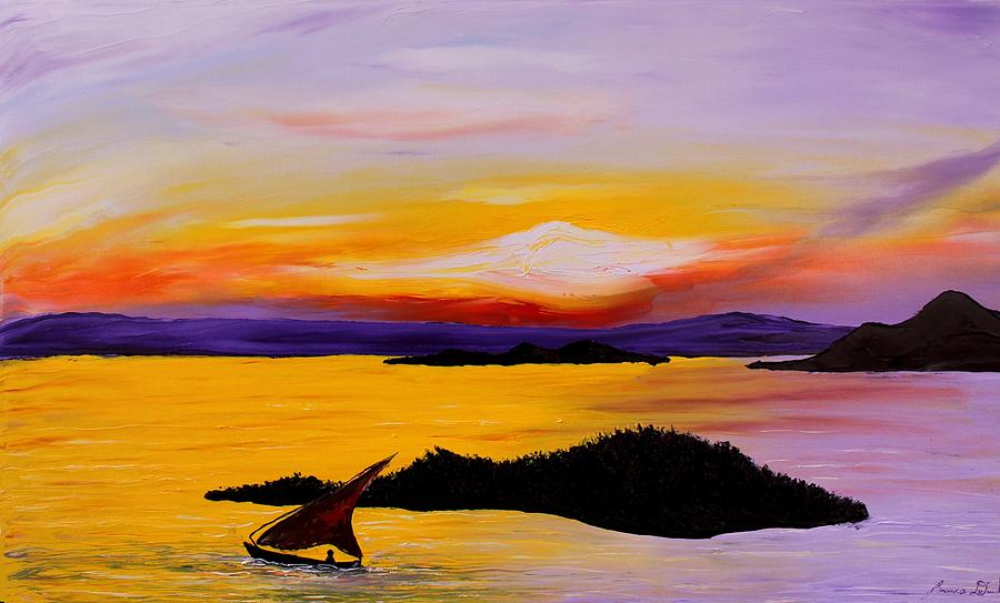 Sunset Painting - Virgin islands Sails #1 by James Dunbar
