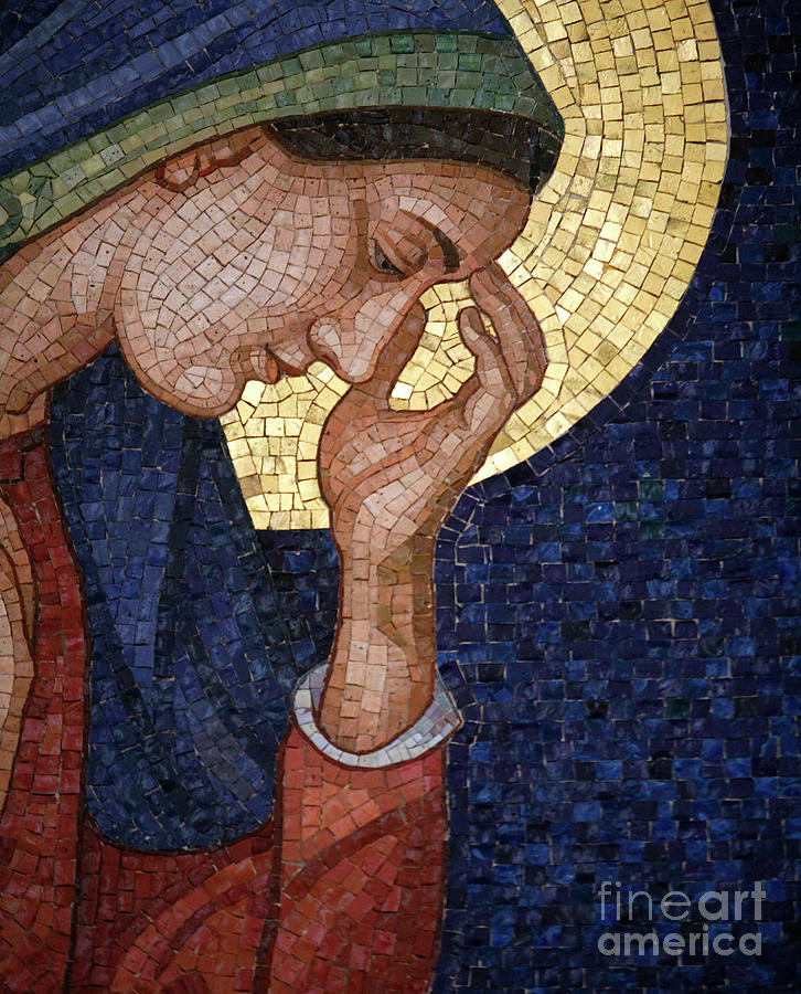 Virgin Mary mosaic Painting by European School