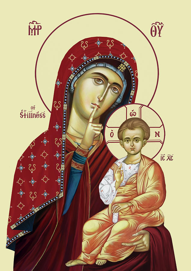 Greek Painting - Virgin Mary of Stillness by Anna Skoubourdis - Sister Christina