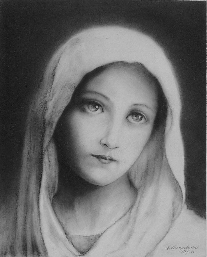 Virgin Mary Drawing by Ust Art