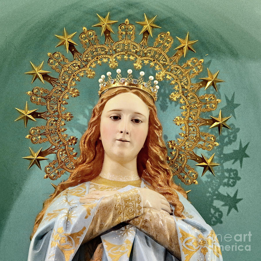 Virgin Mary with Golden Stars Photograph by Munir Alawi