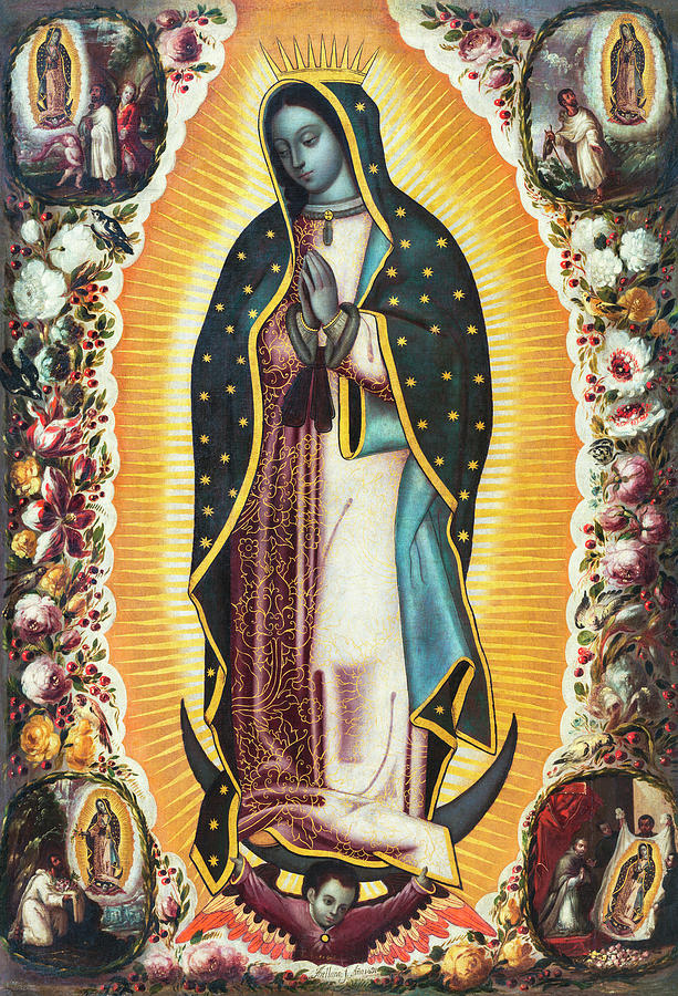 Virgin of Guadalupe by Manuel de Arellano 1691 Painting by Manuel de ...