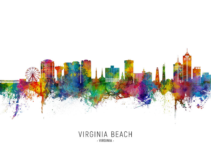Virginia Beach Virginia Skyline #04 Digital Art by Michael Tompsett