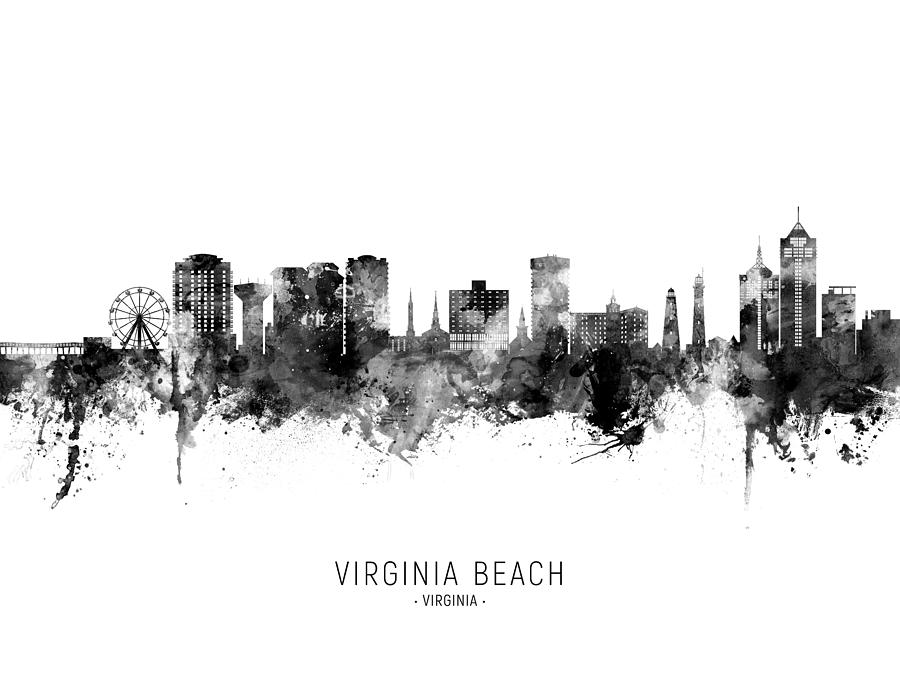 Virginia Beach Digital Art - Virginia Beach Virginia Skyline #05 by Michael Tompsett