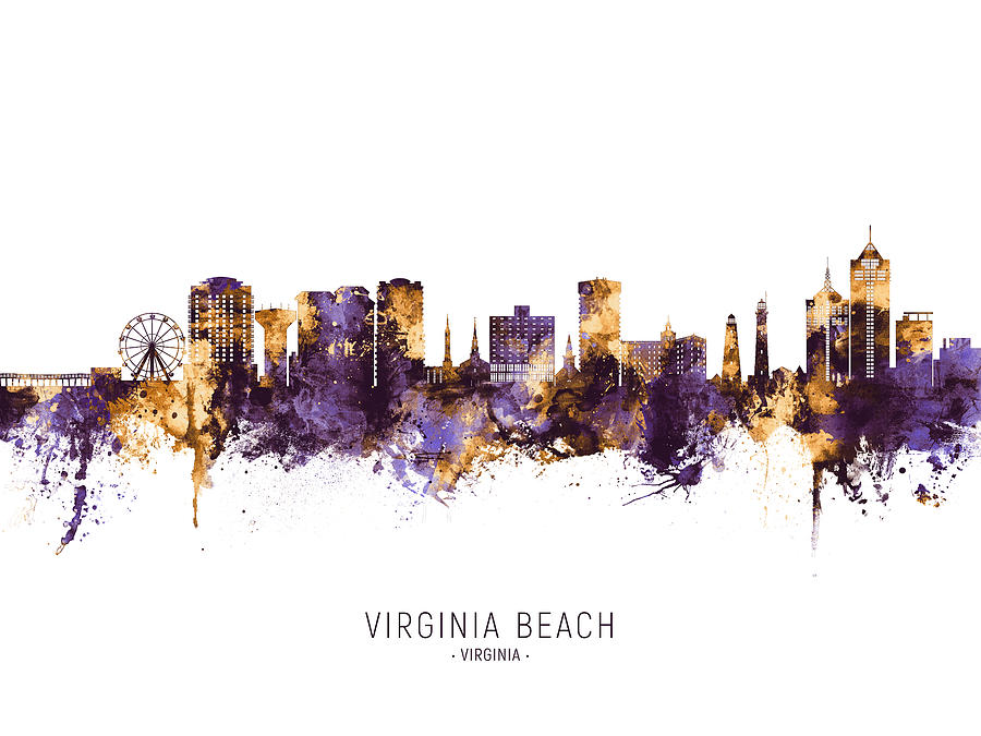 Virginia Beach Digital Art - Virginia Beach Virginia Skyline #06 by Michael Tompsett