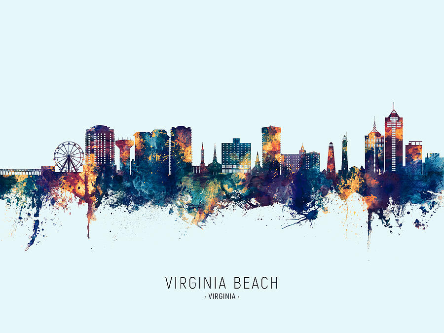 Virginia Beach Virginia Skyline #07 Digital Art by Michael Tompsett