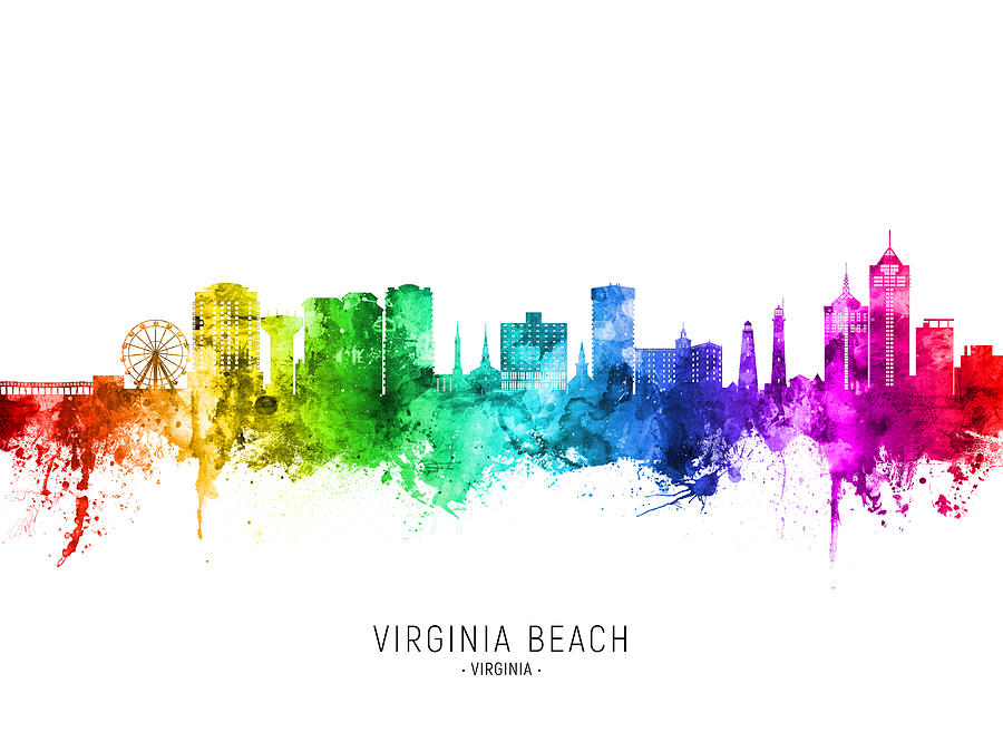 Virginia Beach Virginia Skyline #08 Digital Art by Michael Tompsett