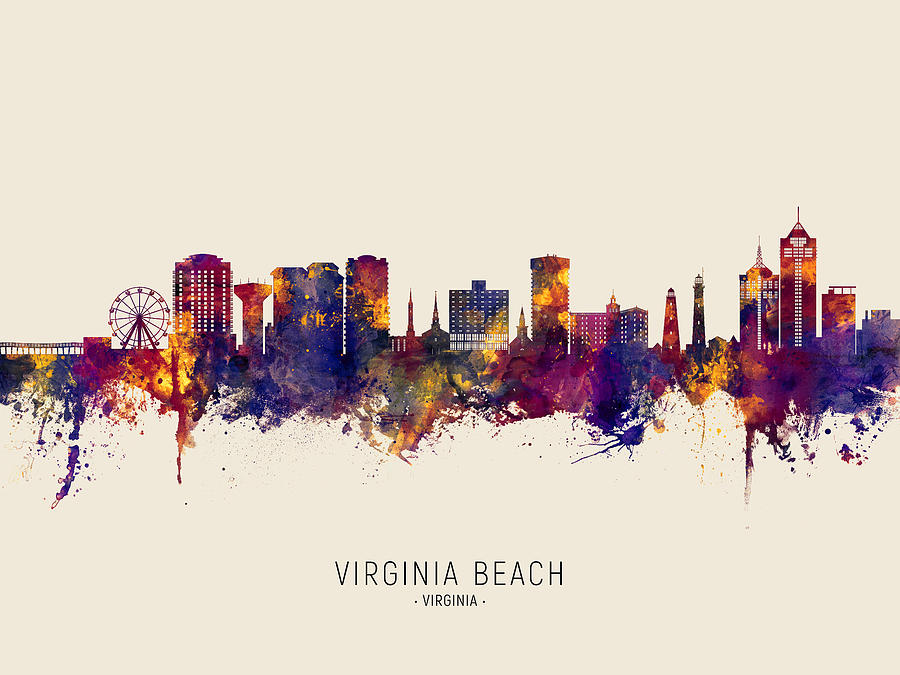 Virginia Beach Virginia Skyline #09 Digital Art by Michael Tompsett