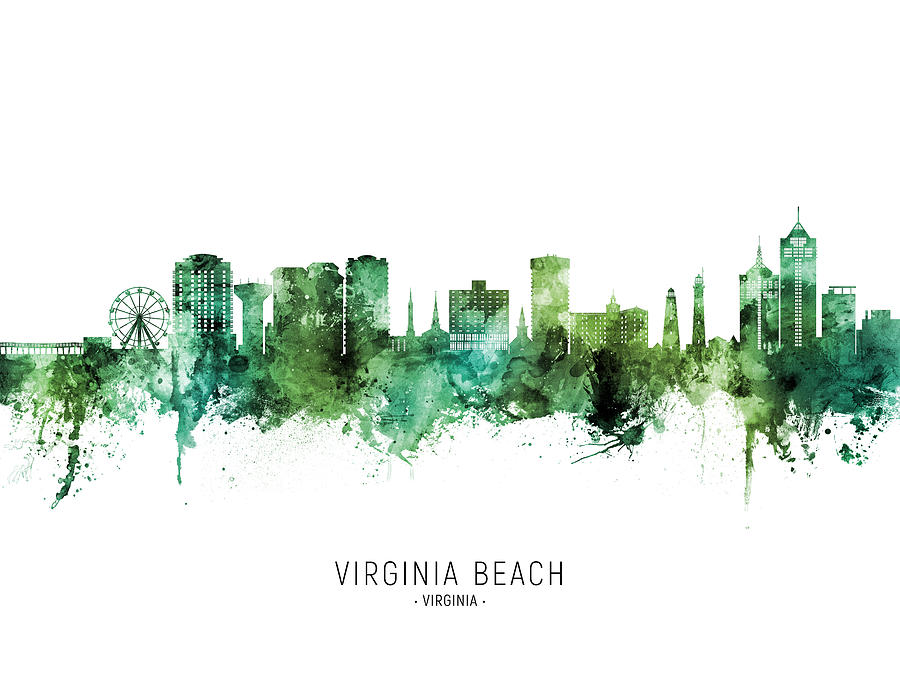 Virginia Beach Digital Art - Virginia Beach Virginia Skyline #11 by Michael Tompsett