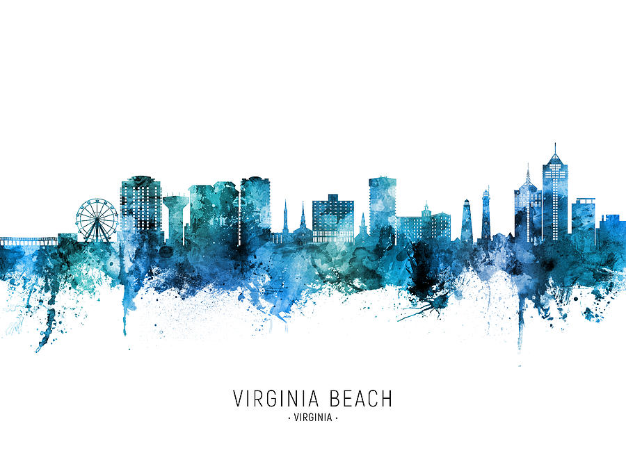Virginia Beach Virginia Skyline #13 Digital Art by Michael Tompsett