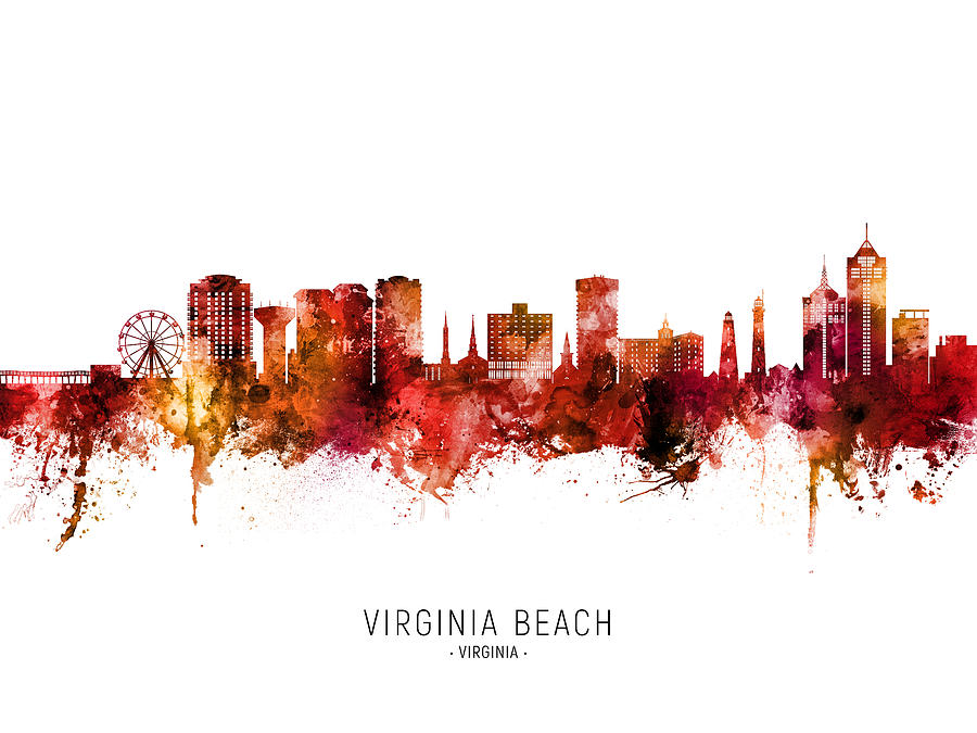 Virginia Beach Virginia Skyline #14 Digital Art by Michael Tompsett