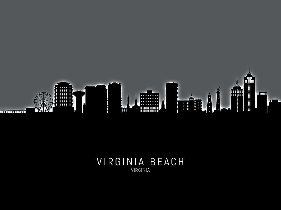 Virginia Beach Digital Art - Virginia Beach Virginia Skyline #18 by Michael Tompsett