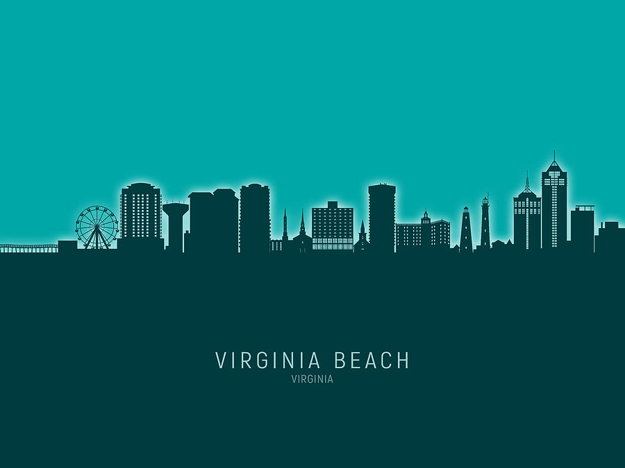 Virginia Beach Digital Art - Virginia Beach Virginia Skyline #19 by Michael Tompsett