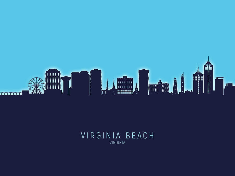 Virginia Beach Virginia Skyline #20 Digital Art by Michael Tompsett