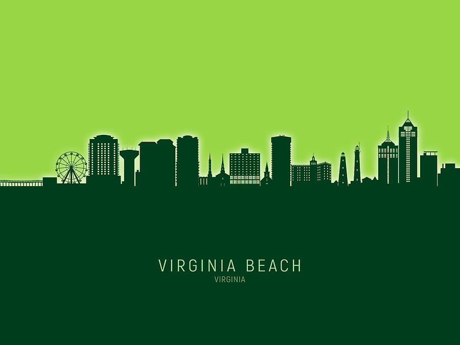 Virginia Beach Digital Art - Virginia Beach Virginia Skyline #21 by Michael Tompsett