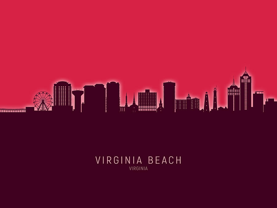 Virginia Beach Digital Art - Virginia Beach Virginia Skyline #23 by Michael Tompsett