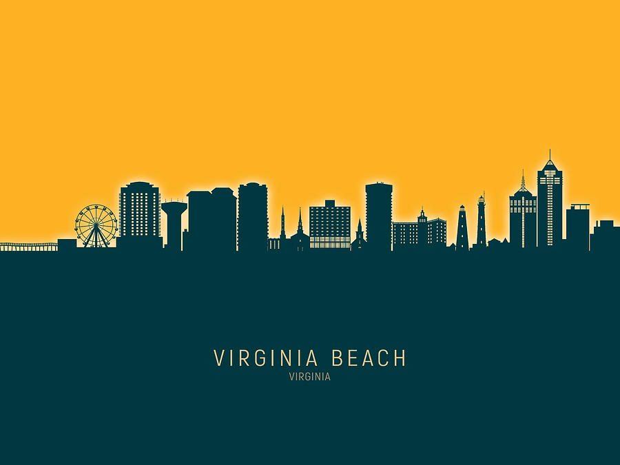 Virginia Beach Virginia Skyline #24 Digital Art by Michael Tompsett