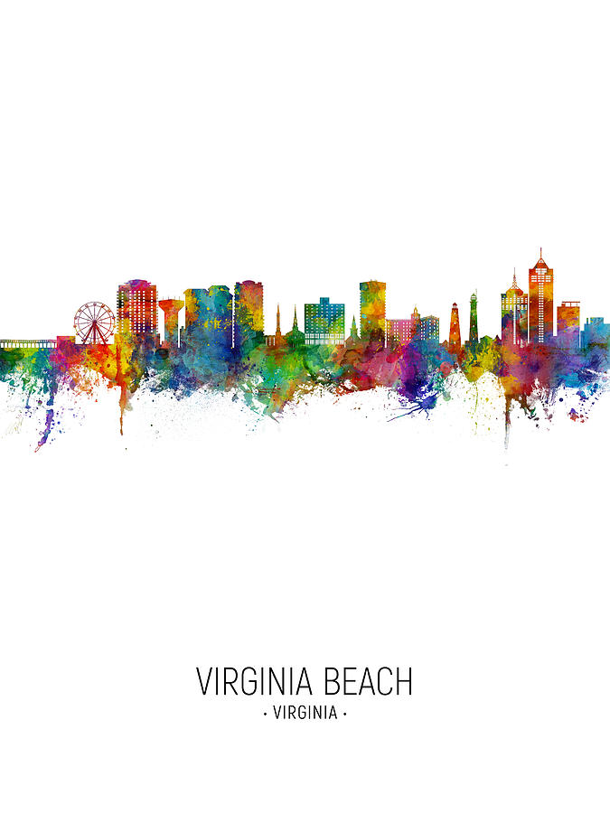 Virginia Beach Digital Art - Virginia Beach Virginia Skyline #26 by Michael Tompsett