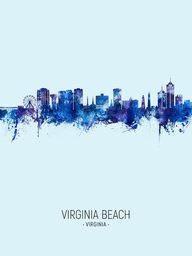 Virginia Beach Virginia Skyline #28 Digital Art by Michael Tompsett