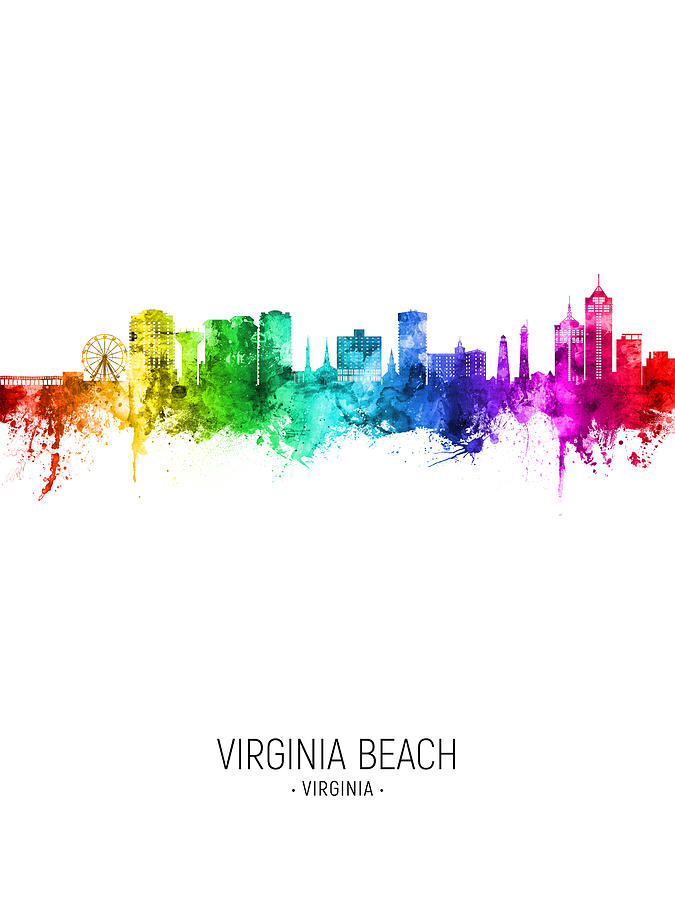 Virginia Beach Digital Art - Virginia Beach Virginia Skyline #29 by Michael Tompsett