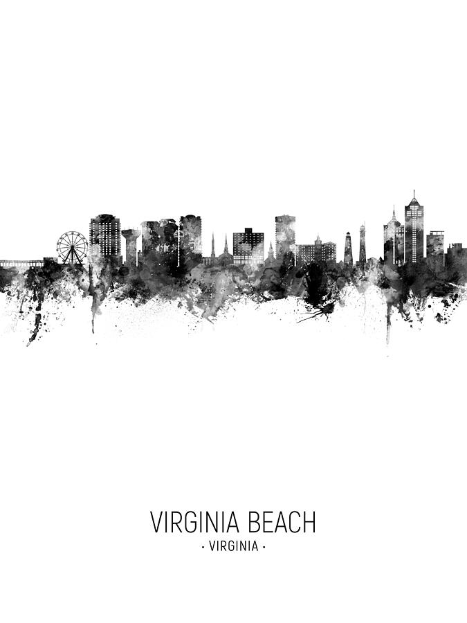 Virginia Beach Digital Art - Virginia Beach Virginia Skyline #30 by Michael Tompsett