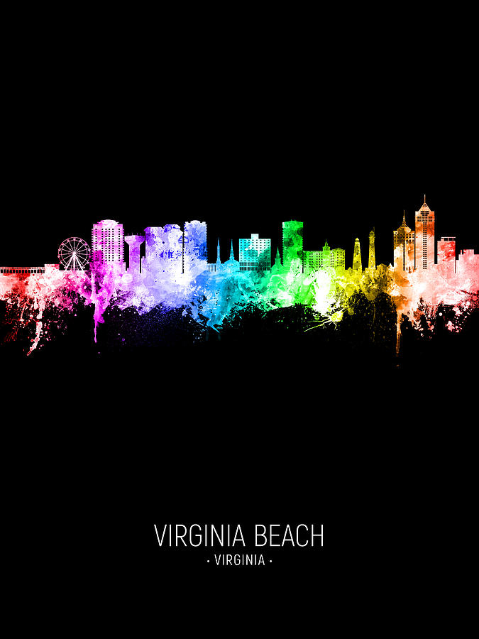Virginia Beach Digital Art - Virginia Beach Virginia Skyline #32 by Michael Tompsett