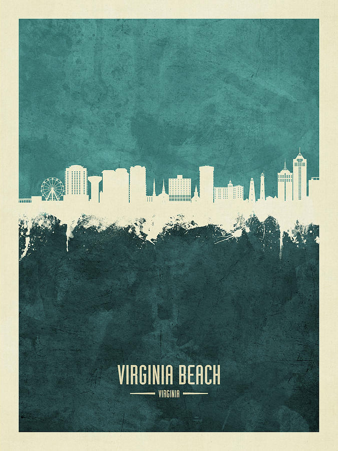 Virginia Beach Digital Art - Virginia Beach Virginia Skyline #33 by Michael Tompsett