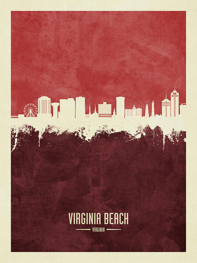 Virginia Beach Digital Art - Virginia Beach Virginia Skyline #34 by Michael Tompsett
