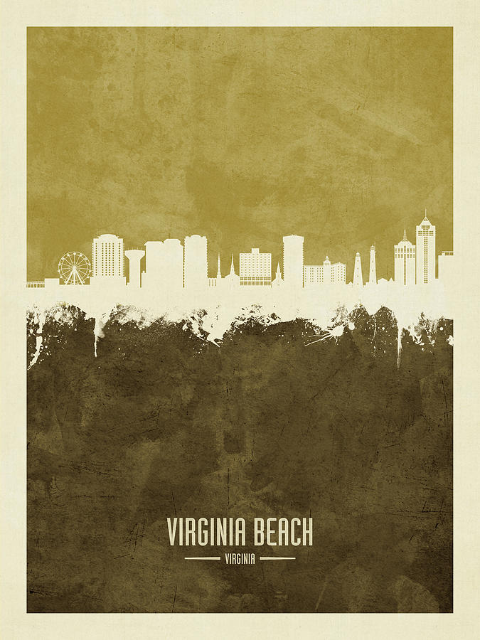 Virginia Beach Digital Art - Virginia Beach Virginia Skyline #35 by Michael Tompsett